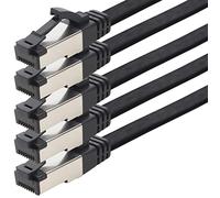 1aTTack.de Cavo patch Cat 8 piatto nero 40 Gigabit cavo di rete Ethernet LAN 40 Gbps 2000 MHz cavo patch Cat8 LSZH TPE PIMF Rj45, 5 pezzi - 1 m
