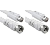 1aTTack.de - Cavo per antenna con connettore coassiale F da maschio a femmina, a doppia, tripla o quadrupla schermatura, 75/85 / 100/110 / 120/125 db (Confezione da 2)