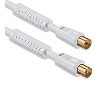 1aTTack.de - Cavo per Antenna con connettore coassiale F da Maschio a Femmina, a Doppia, Tripla o quadrupla schermatura, 75 Db /85 Db / 100 Db / 110 Db / 120 Db / 125 Db Bianco 7,5 Metri