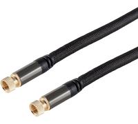 1aTTack.de Cavo SAT BlackCotton da 1,5 m, schermatura quadrupla, schermatura doppia in rame, connettori placcati in oro, guaina tessile, nero, alloggiamento in metallo