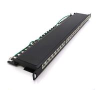 1aTTack.de Patch Panel CAT5 CAT6 CAT7 - Presa di rete RJ45 Keystone, alloggiamento in metallo CAT6a SLIM 24 Port Nero Patchpanel CAT6a Slim