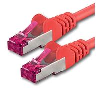 1aTTack.de Set cavo CAT6a Ethernet, cavo di rete RJ45, 10000 MB/s, cavo Patch, cavo LAN, CAT 6a, S-FTP, doppia schermatura, PIMF, 500 MHz, senza alogeni, rouge - 1 pièce 0,5m
