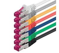 1aTTack.de Set cavo CAT6a Ethernet, cavo di rete RJ45, 10000 MB/s, cavo Patch, cavo LAN, CAT 6a, S-FTP, doppia schermatura, PIMF, 500 MHz, senza alogeni, 7 couleurs - 7 pièces 10 m