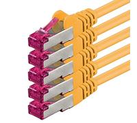 1aTTack.de Set cavo CAT6a Ethernet, cavo di rete RJ45, 10000 MB/s, cavo Patch, cavo LAN, CAT 6a, S-FTP, doppia schermatura, PIMF, 500 MHz, senza alogeni, jaune - 5 pièces 3 m