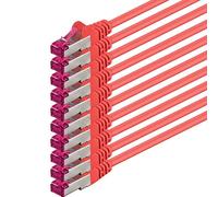 1aTTack.de Set cavo CAT6a Ethernet, cavo di rete RJ45, 10000 MB/s, cavo Patch, cavo LAN, CAT 6a, S-FTP, doppia schermatura, PIMF, 500 MHz, senza alogeni, rouge - 10 pièces 5 m