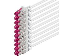 1aTTack.de Set cavo CAT6a Ethernet, cavo di rete RJ45, 10000 MB/s, cavo Patch, cavo LAN, CAT 6a, S-FTP, doppia schermatura, PIMF, 500 MHz, senza alogeni, blanc - 10 pièces 3 m
