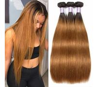 1B/30 Ombre B Fasci di capelli umani diritti Estensioni del tessuto dei capelli umani brasiliani Fasci di capelli umani di colore marrone-32 32 32-CAPELLI VERGINI