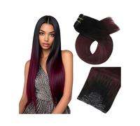1B/99J Borgogna 8 pezzi dritto clip-in estensioni dei capelli umani 8-24 pollici parrucche brasiliane di Remy for donne 110 g/set Facile installazione e rimozione(16 inch)