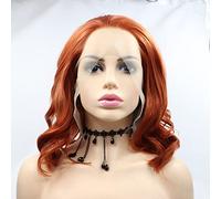 1b#Black Curly Front Side Part Short Natural Black Front Loose Ondulato Naturale Linea dei capelli naturale resistente al calore sintetico pieno morbido per le donne Drag 35,6 cm