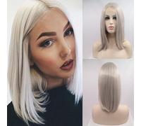 1b#Black Curly Front Side Part Short Natural Black Front Loose Ondulato Naturale Linea dei capelli naturale resistente al calore sintetico pieno morbido per le donne Drag 35,6 cm