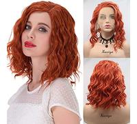 1b#Black Curly Front Side Part Short Natural Black Front Loose Ondulato Naturale Linea dei capelli naturale resistente al calore sintetico pieno morbido per le donne Drag 35,6 cm
