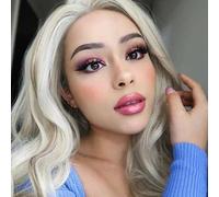 1b#Black Curly Front Side Part Short Natural Black Front Loose Ondulato Naturale Linea dei capelli naturale resistente al calore sintetico pieno morbido per le donne Drag 35,6 cm