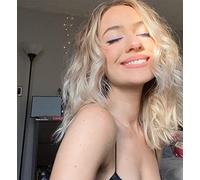 1b#Black Curly Front Side Part Short Natural Black Front Loose Ondulato Naturale Linea dei capelli naturale resistente al calore sintetico pieno morbido per le donne Drag 35,6 cm