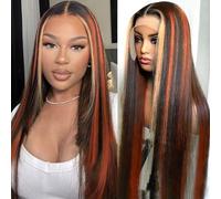 1B/Ginger e Blonde Skunk Stripe Parrucche dritte per capelli umani 13x4 zenzero arancione biondo evidenziare pizzo frontale capelli umani parrucca colorata senza colla Pre pizzicata con capelli del