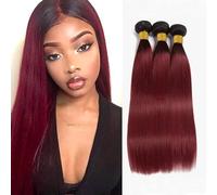 1B99j fasci di capelli umani lisci #1B misti con 99j fasci di capelli umani lisci due toni estensioni dei capelli umani brasiliani morbidi e setosi per le donne 10 12 14 pollici