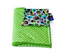 1buy3 Minky Coperta per Bambini Imbottita|Coperta in Peluche|Tappetino|Coperta 100 x 160 cm (Verde + Riccio)