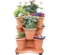 1CF VASO TRIFOGLIO + SOTTOVASO + RUOTE BAMA PP TERRACOTTA D.CM 40 H.CM 51 CF=PZ: