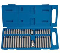 Draper TX-STAR 33323 - Set di 40 punte per cacciavite di precisione, chiave esagonale e scanalatura, utensili manuali a punta quadrata da 3/8 1/2", kit fai da te e professionale, custodia in plastica