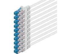 1CONN 10 x 0,25 M - Cavo di rete CAT-6a Ethernet Cable Lan Patch RJ-45 maschio SFTP 10 GB/s - 10 pezzi bianco