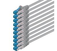 1CONN 10 x 0,25 M - Cavo di rete CAT-6a Ethernet Cable Lan Patch RJ-45 maschio SFTP 10 GB/s - 10 pezzi grigio