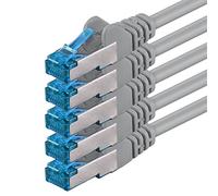 1CONN 5 x 0.25 M - Cavo di rete CAT-6a Ethernet Cable Lan Patch RJ-45 maschio SFTP 10GB/s - 5 pezzi grigio