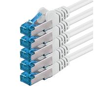 1CONN 5 x 0,5 m - CAT-6a Cavo di rete Ethernet Cable Lan Patch RJ-45 maschio SFTP 10GB/s - 5 pezzi bianco