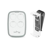 1Control WHY, Radiocomando Universale 4 Tasti + Clip per Fissaggio al Parasole, Apre Cancelli e Porte Garage, Copia 750 Radiocomandi Rolling Code, Controlla fino a 4 Accessi, Bianco, Made in Italy