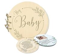 1DFAUL Hey - Libro degli ospiti per baby shower, 80 pagine, con scritta in lingua inglese "Hey Baby Shower", con design ad acquerello, alternativa al libro degli ospiti per baby shower, idea regalo