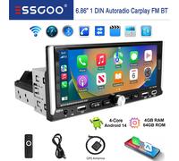 1DIN 4+64G 6.9" Autoradio Carplay GPS Navi Android 14 Auto RDS USB BT WIFI TYP-C