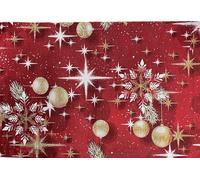 1KDreams Set 4 Tovagliette Americana Natale. Design Raffinato e Moderno. Stelle Oro su sfondo Rosso. Shabby Chic in Chiave Moderna. Made in Italy. (Rosso Stelle, Set 4-30x45 cm)