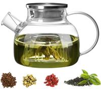 1L Teiera Vetro Borosilicato Con Filtro in Filtro in Acciaio Inox Coil Removibil