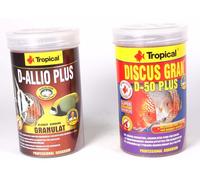 1L Tropical Discus Allio Gran + 1L Tropical Discus Granulato D 50 Cibo Per Pesci