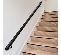 1m 1,5m 2m 2,5m 3m Ringhiera per scale, barra di sostegno da parete in metallo nero Corrimano per scale con balaustra in tubo tondo zincato, Corrimano per interni ed esterni(390cm)