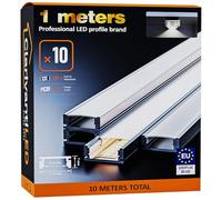 1m×10 Profili in Alluminio per Strisce LED Profilo Angolare Binario Profil per Strisce con Copertura Opaca Profilo striscie LED Cartongesso Profili Alluminio Battiscopa Veletta Soffitto canalina copri