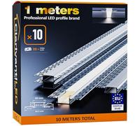 1M×10 Profili LED Cartongesso da 1 Metri in Alluminio per Strisce Profilo per LED copri in Cartongesso Canaline barre alluminio Strisce Profilo Allumini canalina profili incasso porta striscia guide