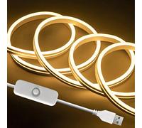 1m/2m/3m/4m/5m Luce LED Neon, Striscia LED Decorativa Flessibile USB, Controllo con Interruttore a Pulsante, Luce Calda/Luce Bianca Disponibile, Alimentata USB, Illuminazione Ambientale, Adatta per Li