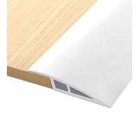 1M * 5cm Soglia di Dislivello Pavimento in PVC Autoadesiva, Profilo di Transizione Pavimento per Dislivello di 5-10mm, Listelli di Collegamento a Pavimento per Pavimenti Parquet Laminato (Bianco)