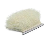 1M 5M 10M 8-10cm Nastro di piume di struzzo bianche e nere Piuma multicolore per cucire Piume Artigianato Abito Decorazione Abbigliamento-Beige-5M