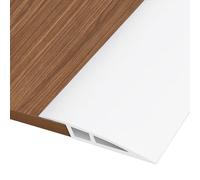 1M * 7cm Soglia di Dislivello Pavimento in PVC Autoadesiva, Profilo di Transizione Pavimento per Dislivello di 15-20mm, Listelli di Collegamento a Pavimento per Pavimenti Parquet (Bianco)