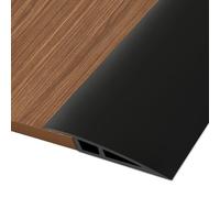 1M * 7cm Soglia di Dislivello Pavimento in PVC Autoadesiva, Profilo di Transizione Pavimento per Dislivello di 10-15mm, Listelli di Collegamento a Pavimento per Pavimenti Parquet Laminato (Nero)