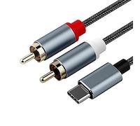 1m Kabel 2 RCA USB C auf RCA AUX Auto Audio Stereo kompatibel mit iPhone 16 15 Pro Max Samsung Galaxy Xiaomi Verstärker Heimkino HDTV Projektor
