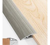 1M x 5cm Soglia di Dislivello Pavimento da 5mm a 10mm, Profilo di Transizione Pavimento Autoadesivo PVC, Listello Impermeabile per Transizioni, Fascia Livellatrice per Pavimenti (Effetto Legno Grigio)
