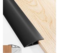 1M x 5cm Soglia di Dislivello Pavimento da 5mm a 10mm, Profilo di Transizione Pavimento Autoadesivo PVC, Listello Impermeabile per Transizioni, Fascia Livellatrice per Pavimenti (Nero)