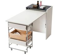 1M2nO3pK Isola della cucina mobile Scrivania ad isola pieghevole allungabile con cassetti mobile compatta Isola portaoggetti da cucina