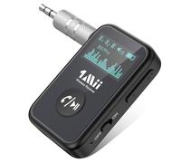 1Mii Aux Bluetooth Adapter Auto, Ricevitore Bluetooth 5.3 con aptX-HD, Schermo OLED, Accoppiamento Doppio, 14 Ore di Autonomia, Funzione Vivavoce, per Autoradio/Stereo/Altoparlanti