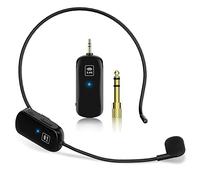 1Mii Cuffie con microfono wireless, 2,4 G, microfono e microfono portatile, 2 in 1, portata di 50 m, spina da 1/8" e 1/4", per altoparlanti, amplificatore vocale, sistema PA