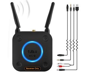 1Mii Ricevitore Bluetooth 5.3 HiFi, Adattatore Audio Bluetooth Controllo Volume, Uscita Ottica, Coassiale, AUX, RCA, aptX Bassa Latenza per Amplificatore, Impianto Stereo, Lungo Raggio 60m