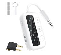 1Mii SafeFly Dot Bluetooth 5.3 trasmettitore ricevitore per un massimo di 2 cuffie, AptX bassa latenza/HD, elementi essenziali per viaggi aerei, adattatore audio wireless Bluetooth per aereo, per volo