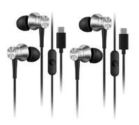 1MORE Confezione da 2 cuffie USB-C a pistone, auricolari in-ear con microfono, isolamento acustico e pulsante di controllo, auricolari cablati resistenti per iPhone 15, Pixel 10, OnePlus (argento)
