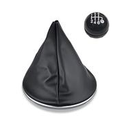 1neiSmartech Kit Pomello e Cuffia per Leva Cambio 6 Marce Colore Nero Compatibile con Fiat 500 serie 2 (312) e 500C (312) 2007-2018, con Ghiera e Cornice Argento, Verifica OEM OM